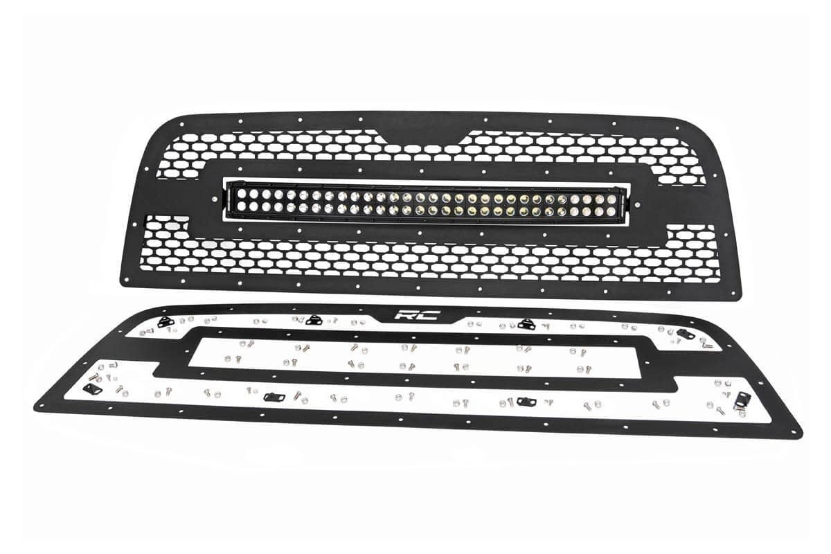 Rough Country Dodge Mesh Grille w/30 Inch Dual Row Black Series LED 13-18 RAM 2500/3500