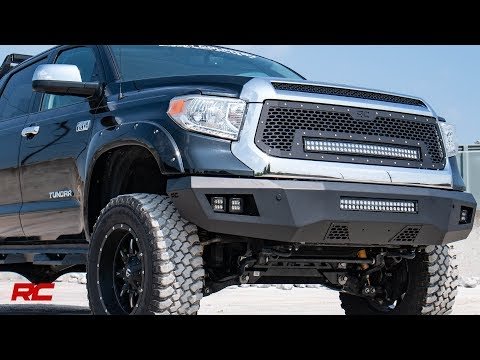 Rough Country Toyota Mesh Grille w/30 Inch Dual Row Black Series LED w/Amber DRL 14-17 Tundra