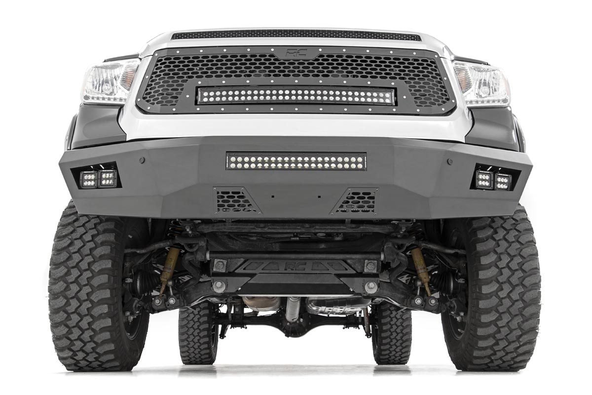 Rough Country Toyota Mesh Grille w/30 Inch Dual Row Black Series LED w/Amber DRL 14-17 Tundra