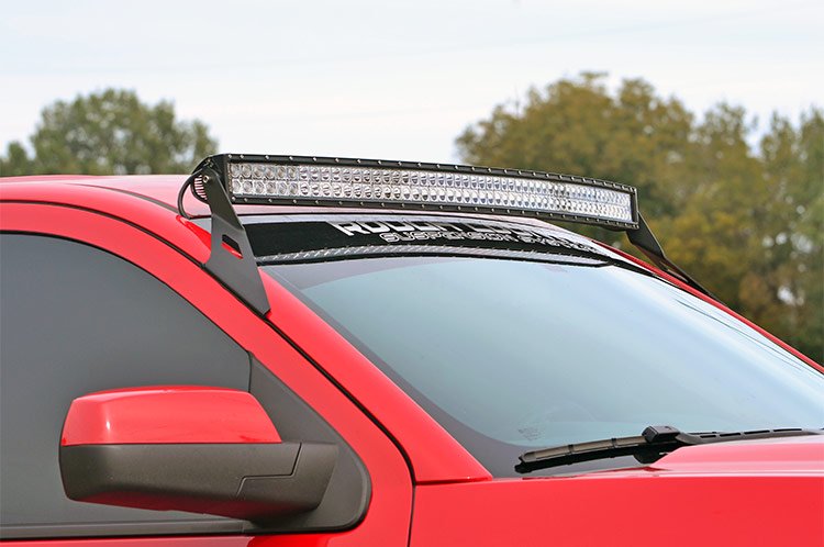 Rough Country 54 Inch Curved LED Light Bar Upper Windshield Mounts 15-20 SUVs