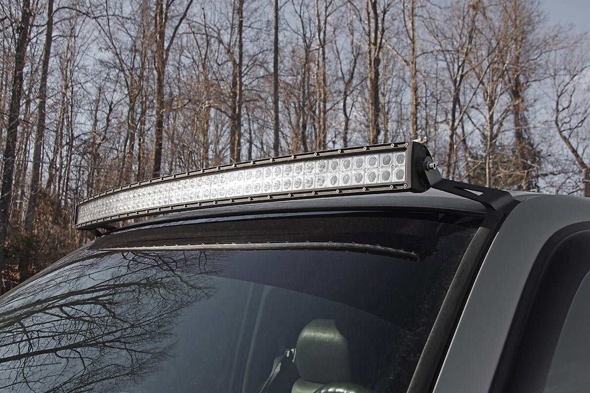 Rough Country Upper Windshield 50 Inch Curved Light Bar Mounts Silverado/Sierra