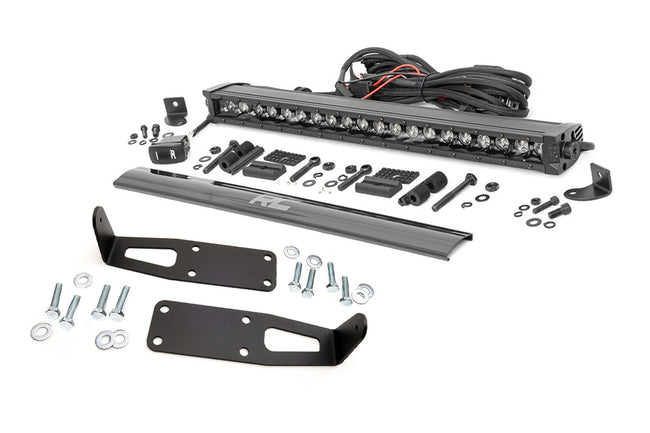 Rough Country Dodge Hidden Bumper Kit w/ 20-Inch LED Light Bar Black Series w/ White DRL 03-18 Ram 2500/3500