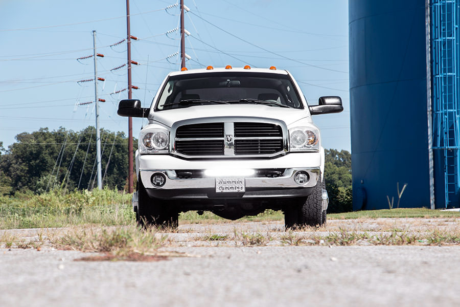 Rough Country Dodge Hidden Bumper Kit w/ 20-Inch LED Light Bar Black Series w/ White DRL 03-18 Ram 2500/3500