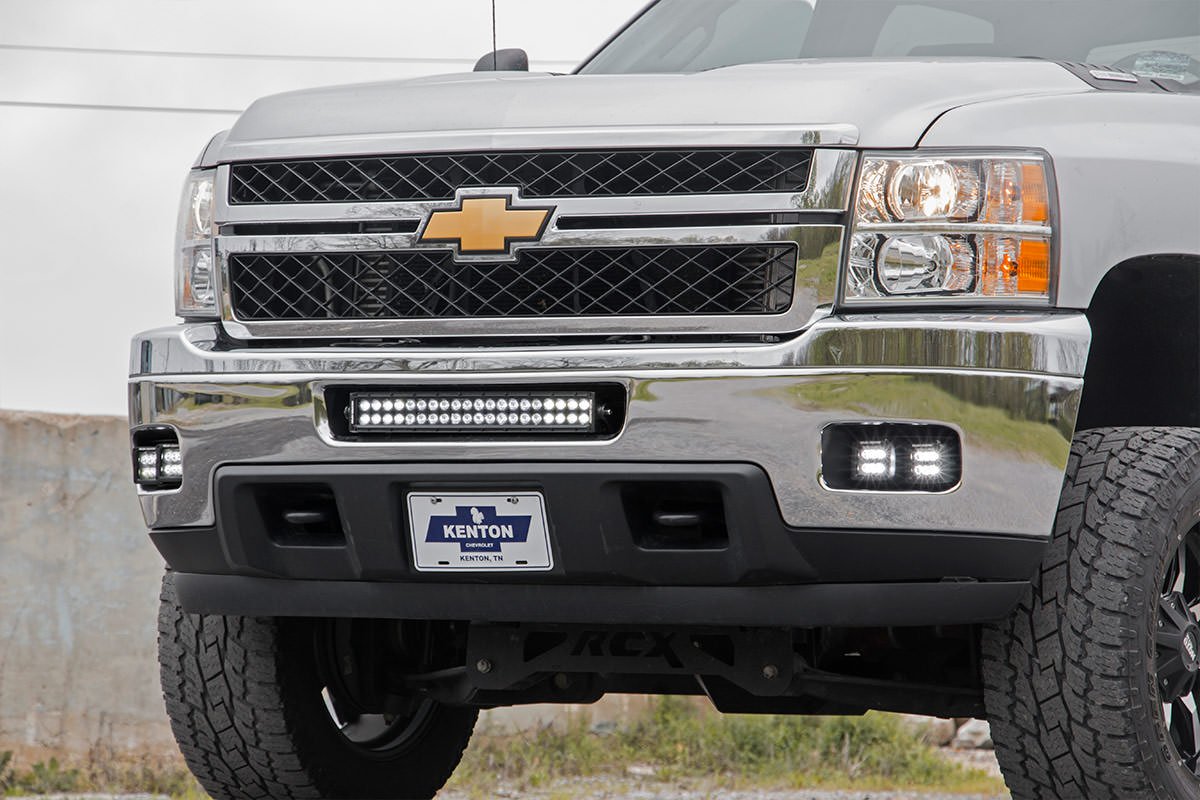 Rough Country Chevrolet LED Fog Light Kit Black Series w/Amber DRL 11-14 Silverado 2500/3500HD