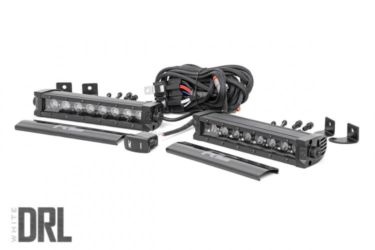 Rough Country 8 Inch CREE LED Light Bar Single Row, Pair Black Series w/Cool White DRL