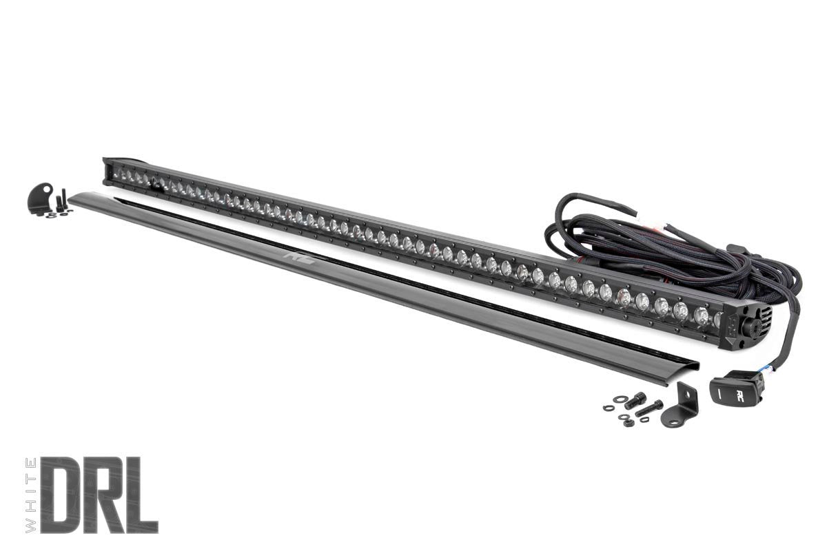 Rough Country 50 Inch Straight CREE LED Light Bar Single Row Black Series w/Cool White DRL