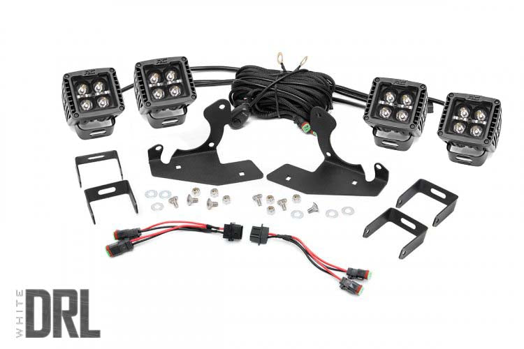 Rough Country Chevrolet LED Fog Light Kit Black Series w/White DRL 07-13 Silverado 1500