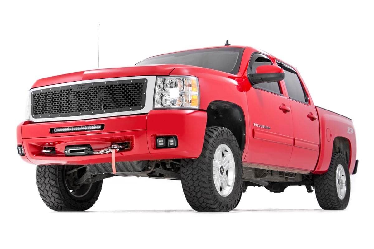 Rough Country Chevrolet LED Fog Light Kit Black Series w/White DRL 07-13 Silverado 1500