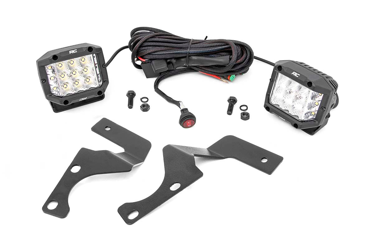 Rough Country Toyota 4Runner 3 Inch Wide Angle LED Lower Windshield Ditch Kit 3 Inch Osram Wide Angle LED For 10-23 4Runner