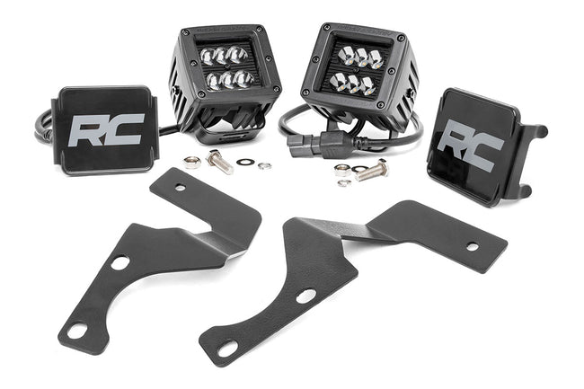 Rough Country Toyota 4Runner 2 Inch LED Lower Windshield Ditch Kit Black Series w/Spot Beam For 10-23 4Runner