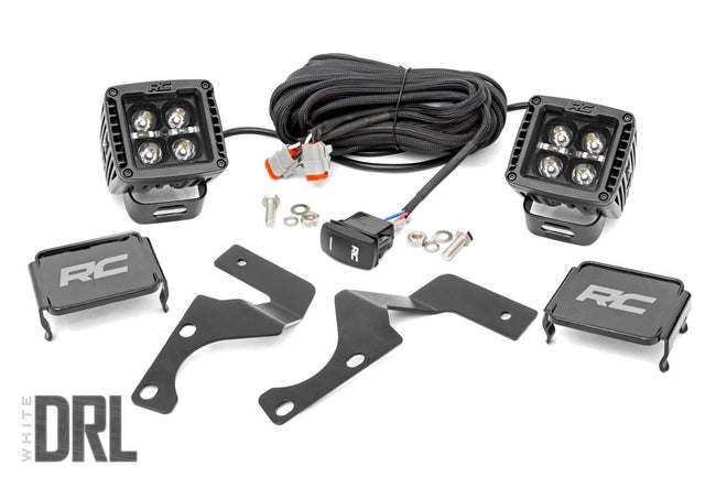 Rough Country Toyota 4Runner 2 Inch LED Lower Windshield Ditch Kit Black Series w/Cool White DRL For 14-23 4Runner