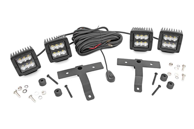 Rough Country Jeep Quad LED Light Pod Kit -Black Series 18-20 JL/20 Gladiator