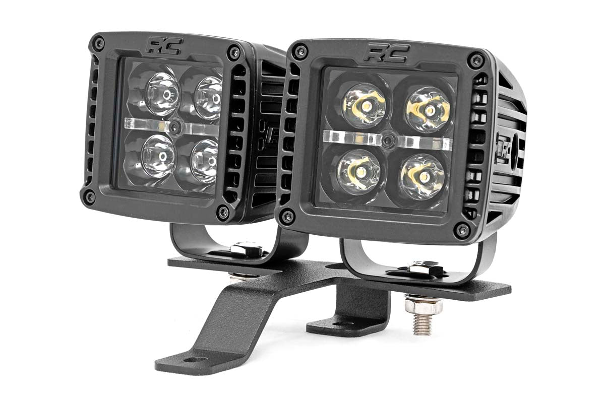 Rough Country Jeep Quad LED Light Pod KitBlack Series w/White DRL 18-20 JL/20 Gladiator