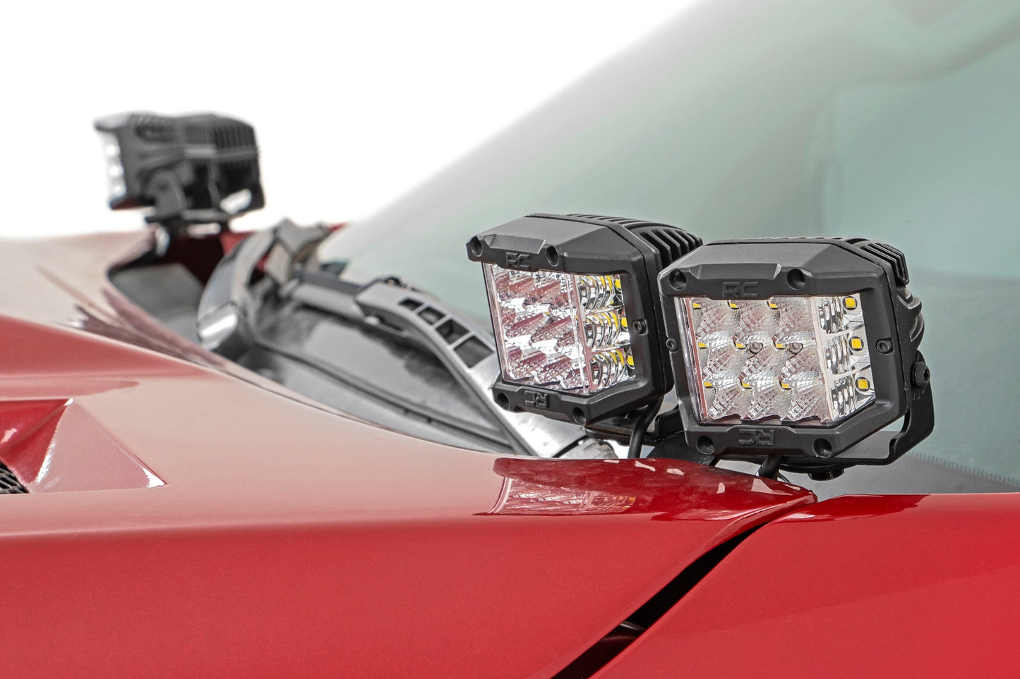 Rough Country Toyota 2-inch LED Lower Windshield Ditch Kit (14-20 Tundra Black Series Flood Pattern)