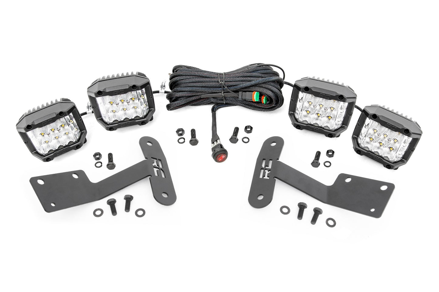 Rough Country Toyota 3-inch LED Lower Windshield Ditch Kit (14-20 Tundra 3 Inch Osram Wide Angle Series)