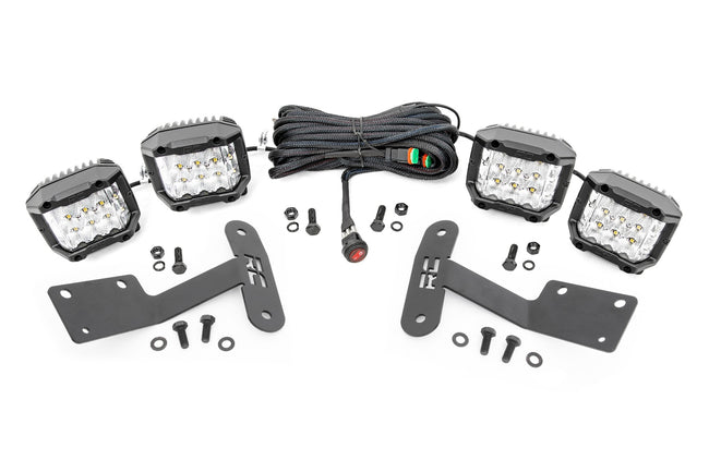 Rough Country Toyota 3-inch LED Lower Windshield Ditch Kit (14-20 Tundra 3 Inch Osram Wide Angle Series)