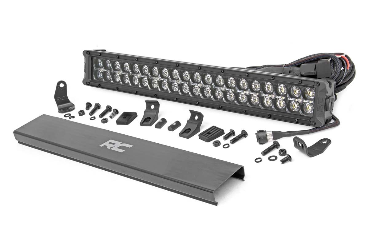 Rough Country Cree LED Light Bar 20 Inch Dual Row Black Series w/Amber DRL