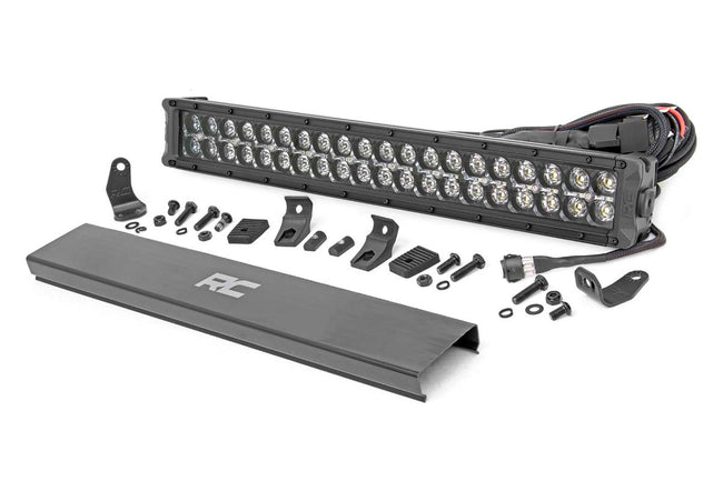 Rough Country Cree LED Light Bar 20 Inch Dual Row Black Series w/Amber DRL