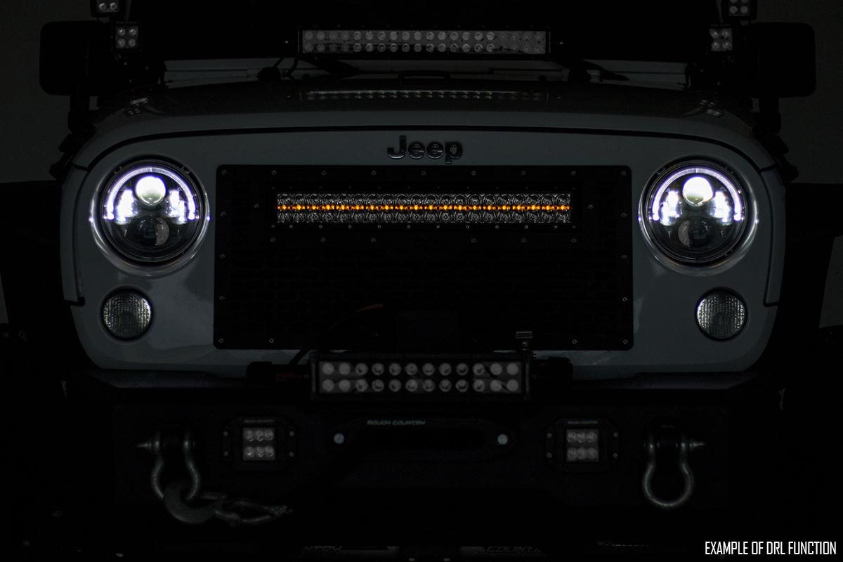 Rough Country Cree LED Light Bar 20 Inch Dual Row Black Series w/Amber DRL