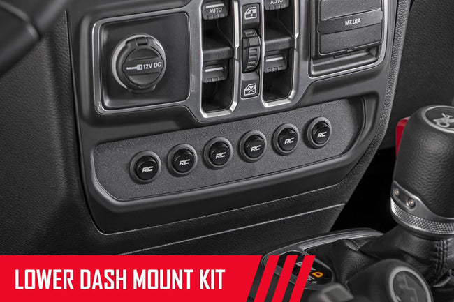 Rough Country MLC-6 Multiple Light Controller Lower Dash Mount Kit 18-20 Wrangler JL, 20 Gladiator JT