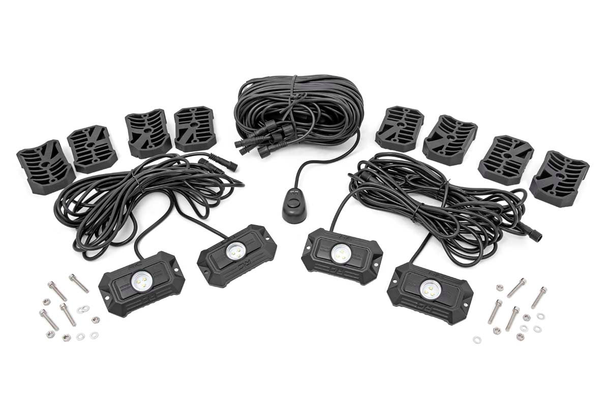 Rough Country Deluxe LED Rock Light Kit 4 Pods