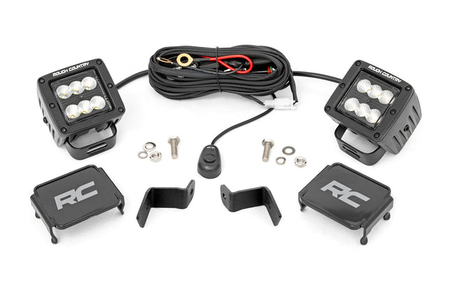 Rough Country Ford 2-inch LED Lower Windshield Flood Pattern Ditch Kit 15-23 Ford F-150