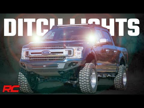 Rough Country Ford 2-inch LED Lower Windshield Flood Pattern Ditch Kit 15-23 Ford F-150