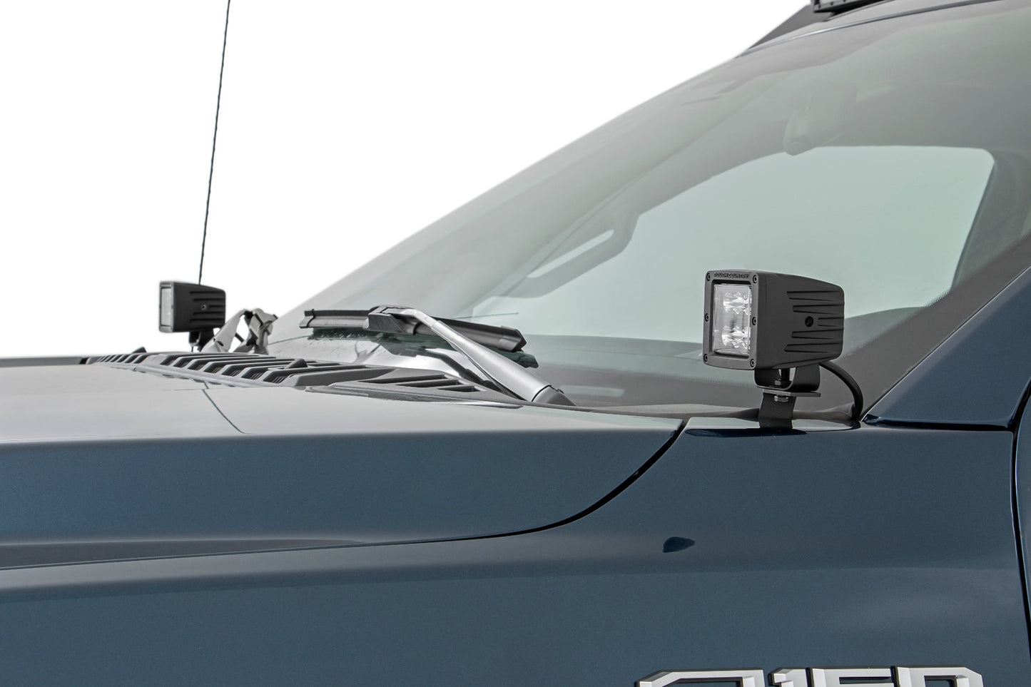 Rough Country Ford 2-inch LED Lower Windshield Ditch Kit w/ Amber DRL 15-23 Ford F-150