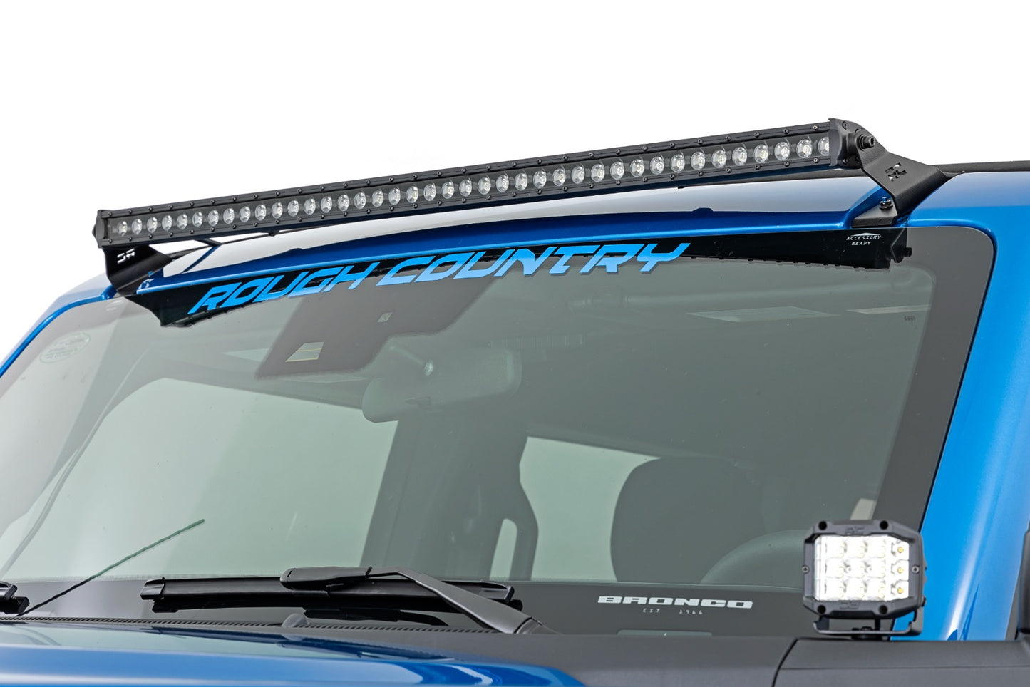 Rough Country LED Light Upper Windshield 40 Inch Black Single Row 21-22 Ford Bronco