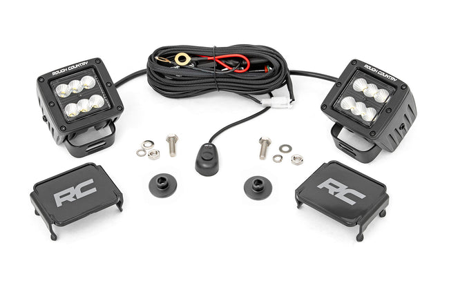 Rough Country LED Light Ditch Mount 2 Inch Black Series Pair Flood Pattern 21-23 Ford Bronco
