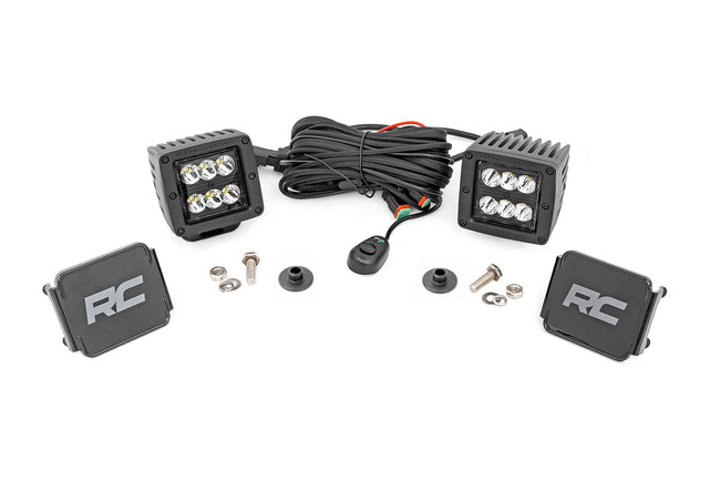 Rough Country LED Light Ditch Mount 2 Inch Black Series Pair Spot Pattern 21-23 Ford Bronco
