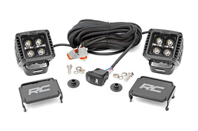 Rough Country LED Light Ditch Mount 2 Inch Black Series Pair Amber DRL 21-23 Ford Bronco
