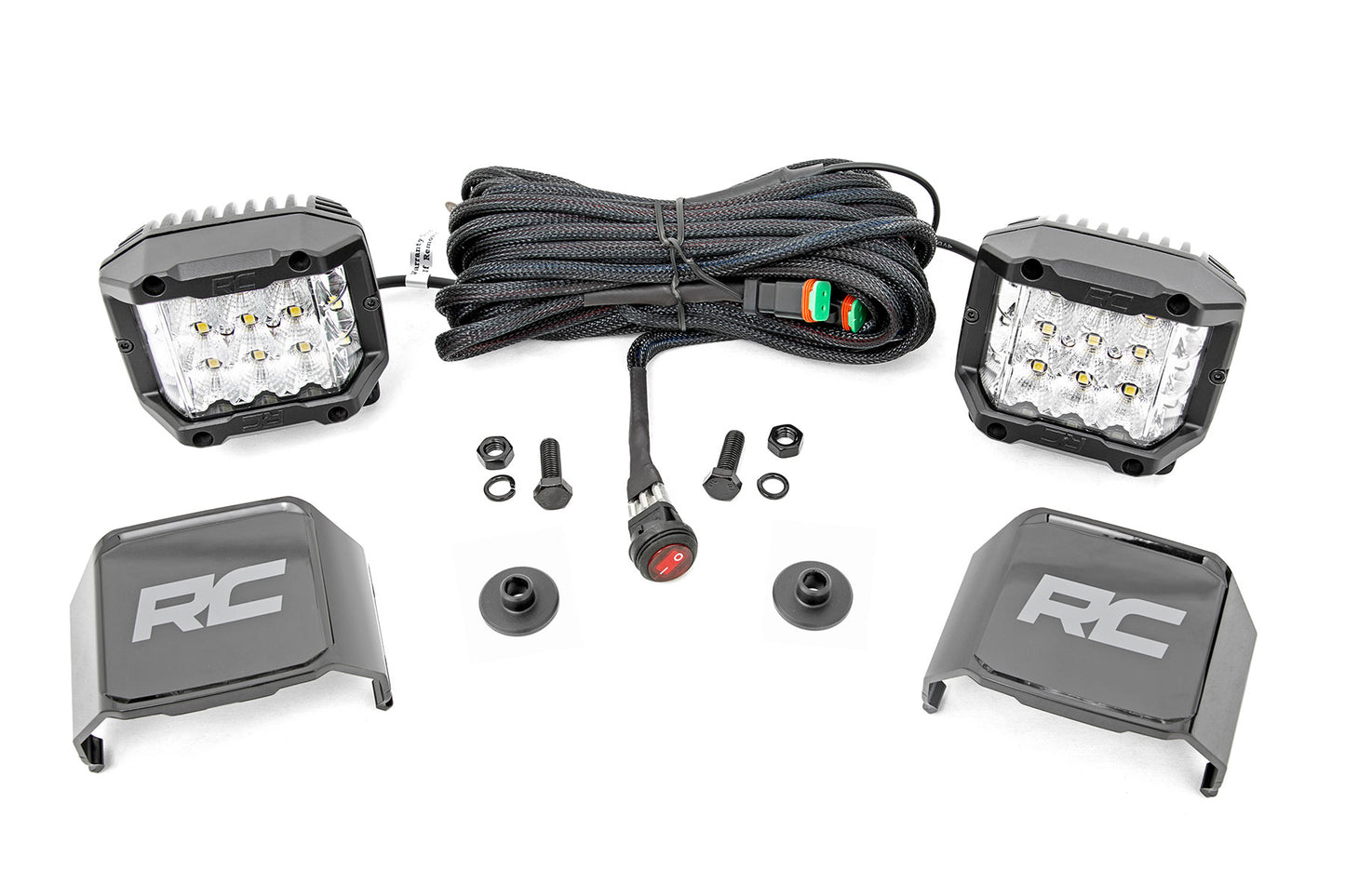 Rough Country LED Light Ditch Mount 2 Inch Chrome Series Pair Wide 21-23 Ford Bronco