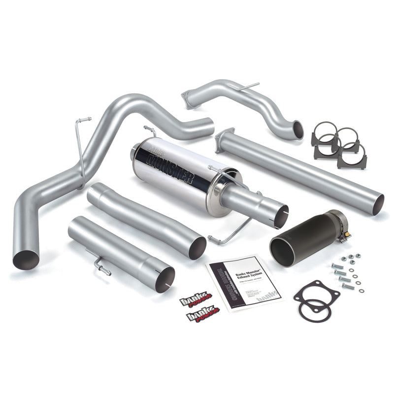 Banks Power 03-04 Dodge 5.9 SCLB/CCSB No-Cat Monster Exhaust System - SS Single Exhaust w/ Black Tip