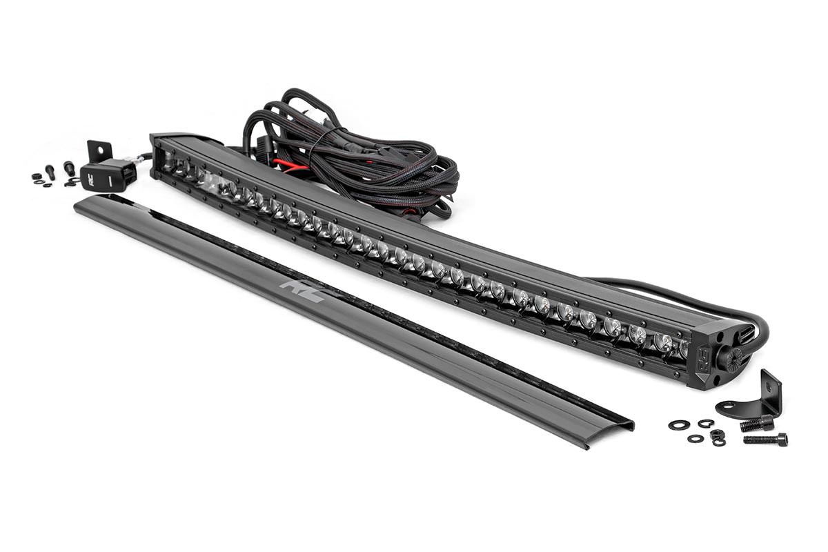 Rough Country 30 Inch Curved CREE LED Light Bar Single Row Black Series w/Cool White DRL
