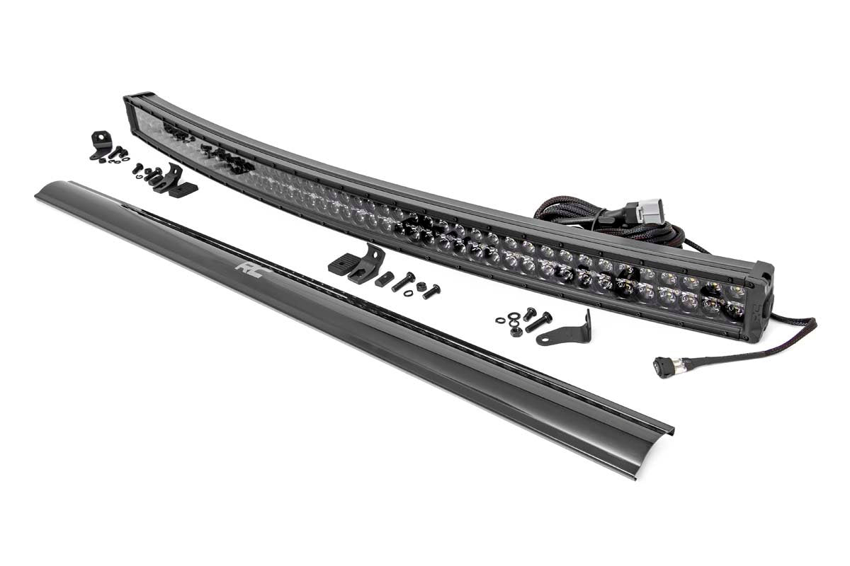 Rough Country Curved Cree LED Light Bar 50 Inch Dual Row Black Series w/Cool White DRL
