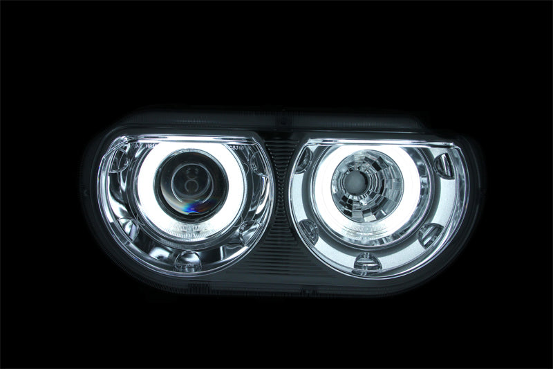 ANZO 2008-2014 Dodge Challenger Projector Headlights w/ Halo Chrome (CCFL)