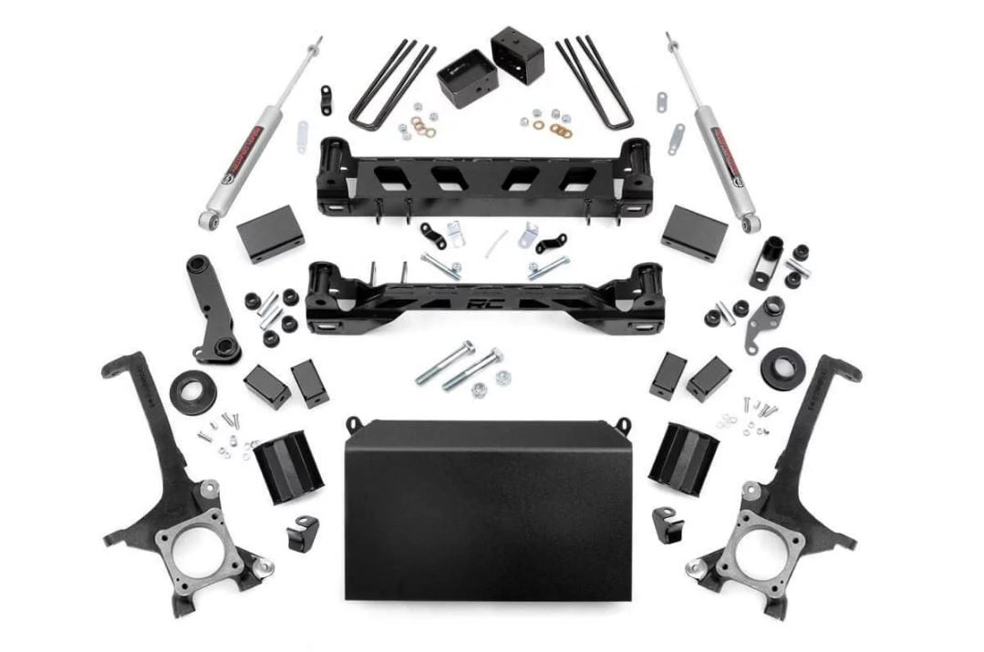 Rough Country 6 Inch Toyota Suspension Lift Kit Front Spacers, Rear N3 Shocks 16-21 Tundra 4WD/2WD