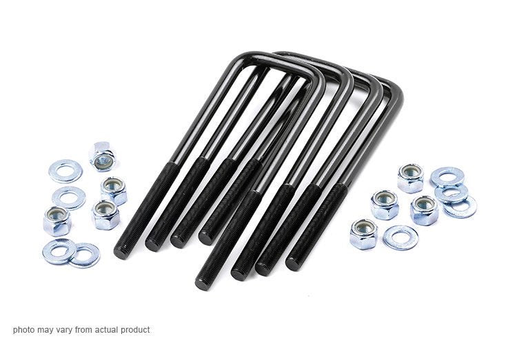 Rough Country 9/16 Inch Square U Bolts 3.0 x 12.0 E Coated Black Corrosion Resistant Sold as Set of 4