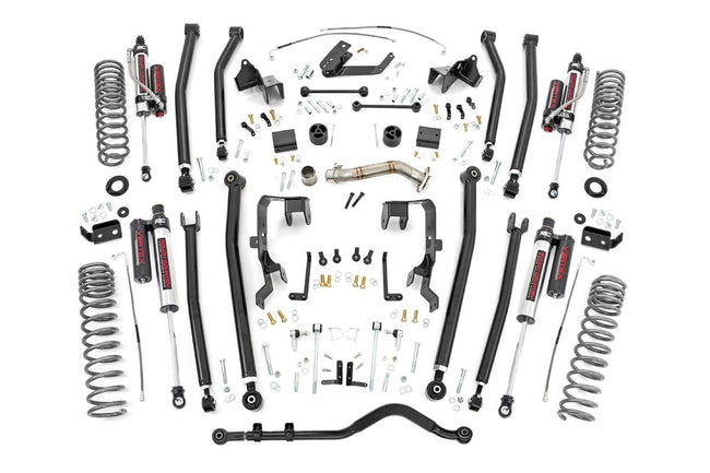 Rough Country 4.0 Inch Jeep Long Arm Suspension Lift Kit w/ Vertex Adjustable Reservoir Shocks 12-18 Wrangler JK 4-door