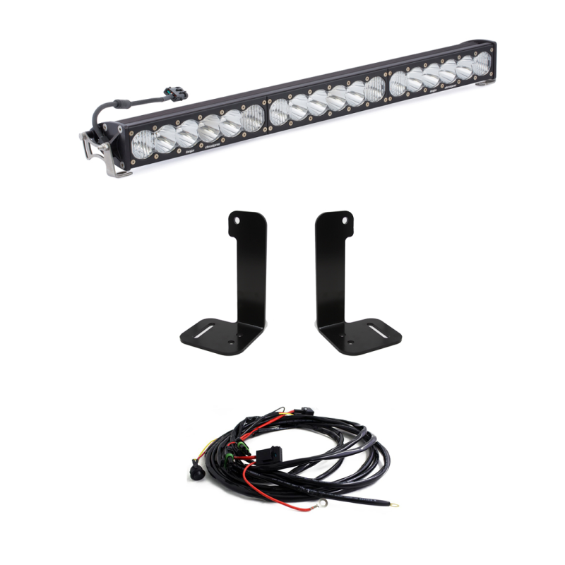 Baja Designs Jeep 2020-24 Gladiator; 2018-24 Wrangler JL With Plastic Bumper OnX6+ 30in Bumper LED Light Bar Kit With Toggle Switch