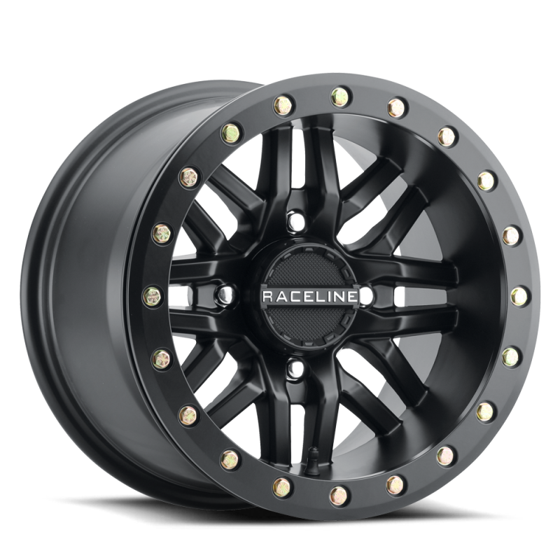 Raceline A91B Ryno 14x7in 4x137 BP 10mm Offset 110.18mm Bore - Satin Black Beadlock Wheel