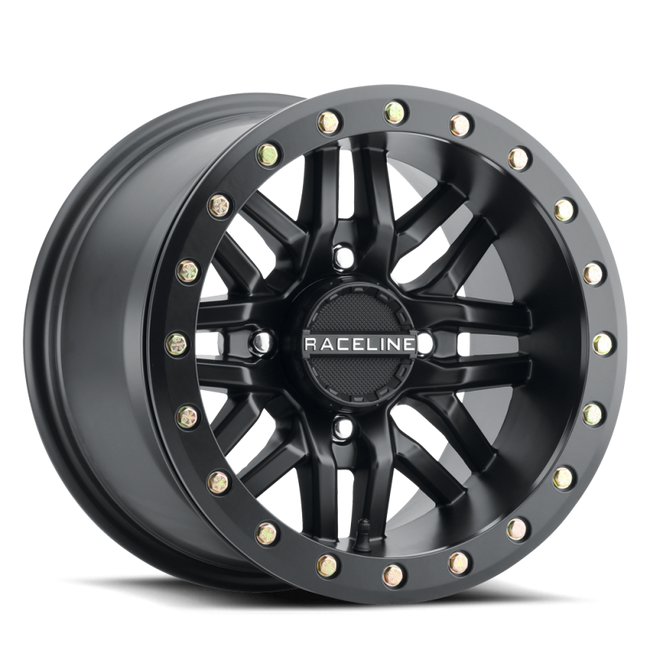 Raceline A91B Ryno 14x7in 4x137 BP 10mm Offset 110.18mm Bore - Satin Black Beadlock Wheel