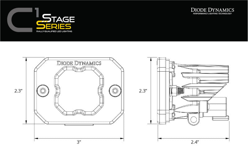 Diode Dynamics Stage Series C1R - White Flood Flush Mount LED Pod (Pair)