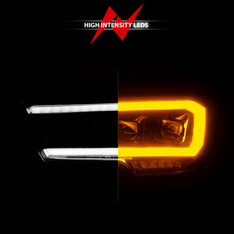 ANZO 16-23 Toyota Tacoma SR/SR5 ONLY Full LED Projector Headlights w/Light Bar Sequential Black w/Initiation Light