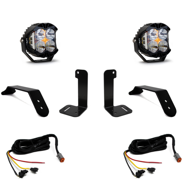 Baja Designs Jeep 2020-24 Gladiator; 2018-24 Wrangler JL With Plastic Bumper Dual LP4 Auxiliary Light Kit w/Upfitter