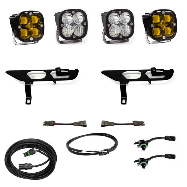 Baja Designs 2021-2022 Ford F150 Without DRL Fog Pocket Kit SAE Amber Squadron Pro DC With Upfitter