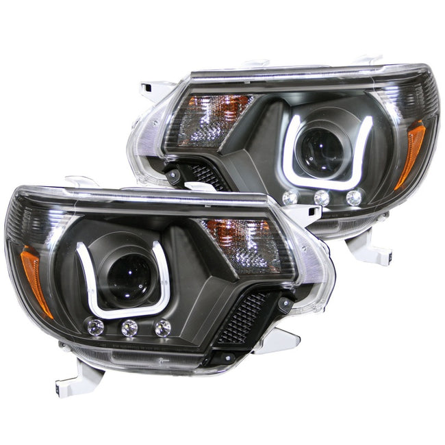 ANZO 2012-2015 Toyota Tacoma Projector Headlights w/ U-Bar Black