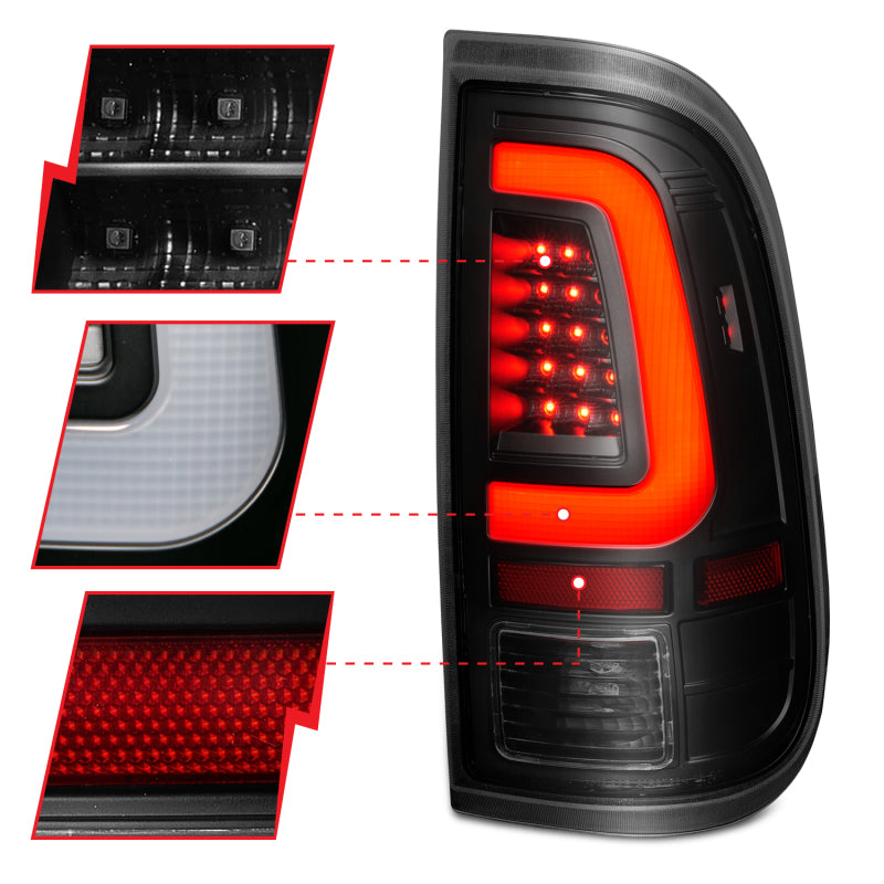 ANZO 2008-2016 Ford Super Duty LED Taillights Black Housing Smoke Lens