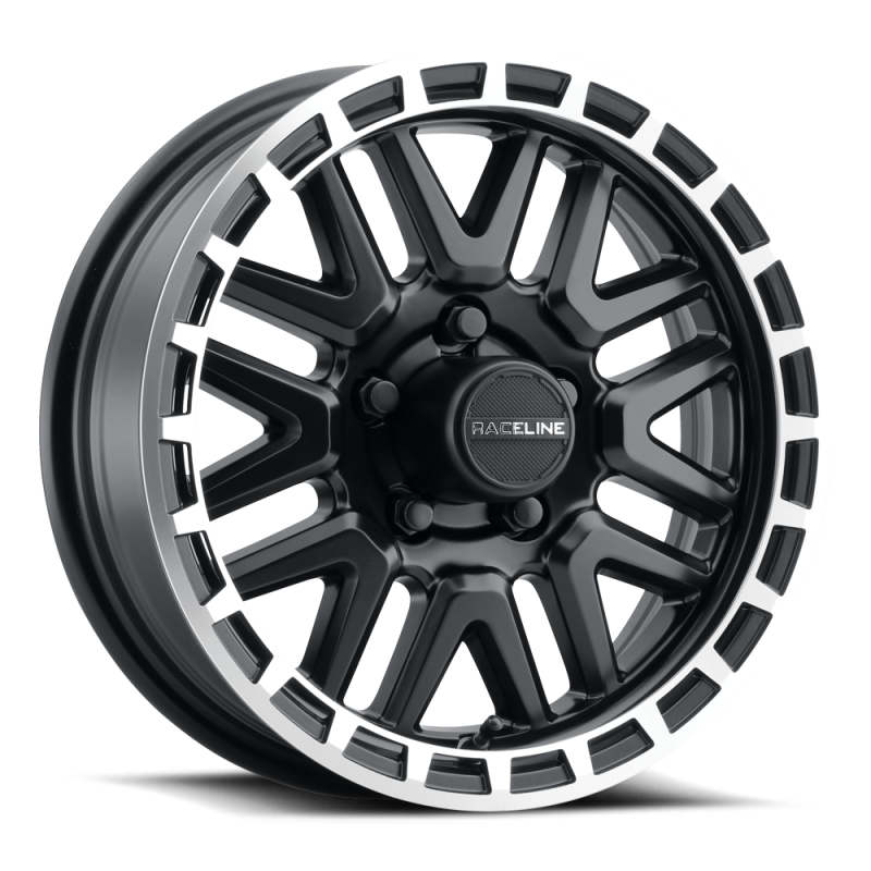 Raceline 953BM Krank 14x6in 5x114.3 BP 0mm Offset 3.19mm Bore - Black & Machined Wheel